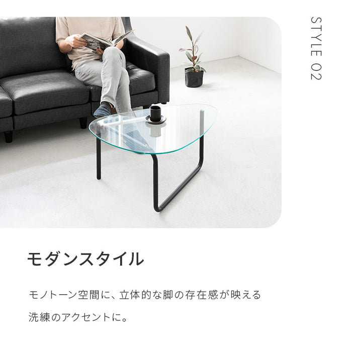 ガラステーブル 家具 三角 ローテーブル ガラステーブル インテリア