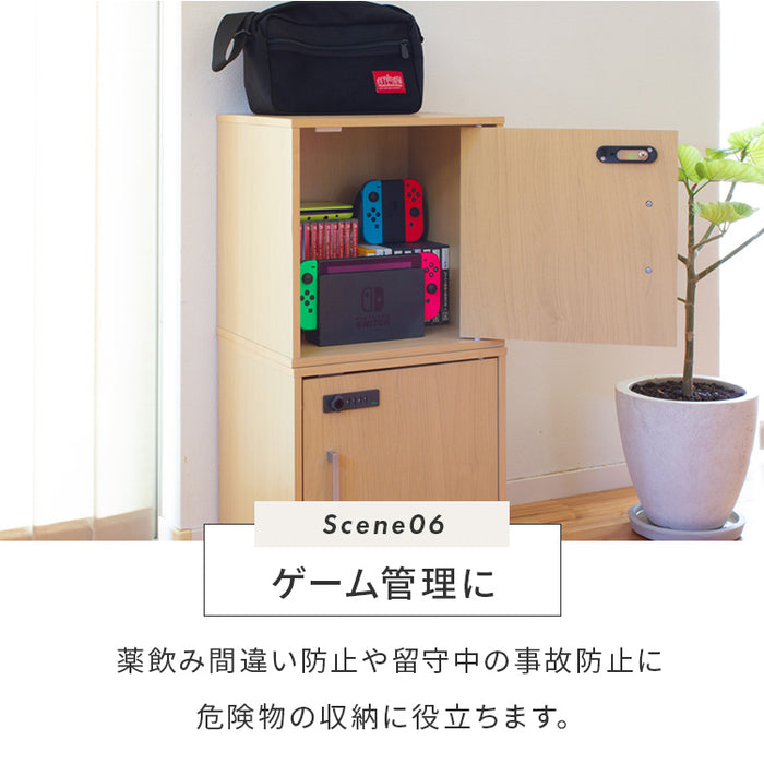 ダイヤル錠付き キューブボックス 扉付き 鍵付き 収納ボックス ふた