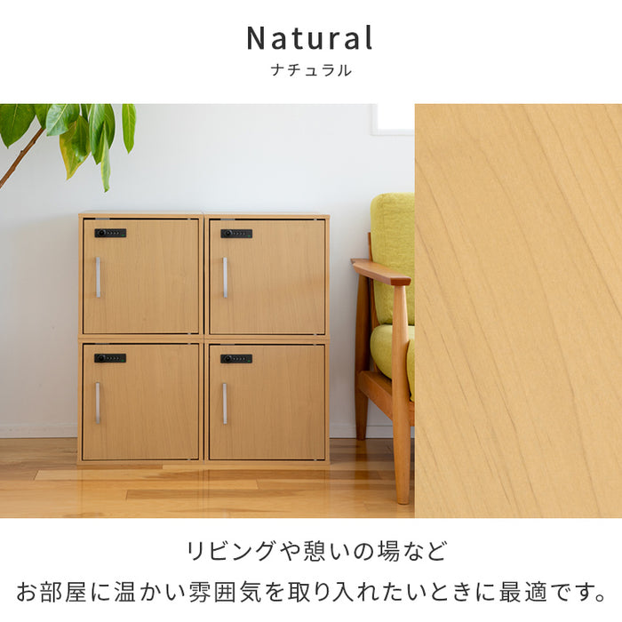 ダイヤル錠付き キューブボックス 扉付き 鍵付き 収納ボックス ふた
