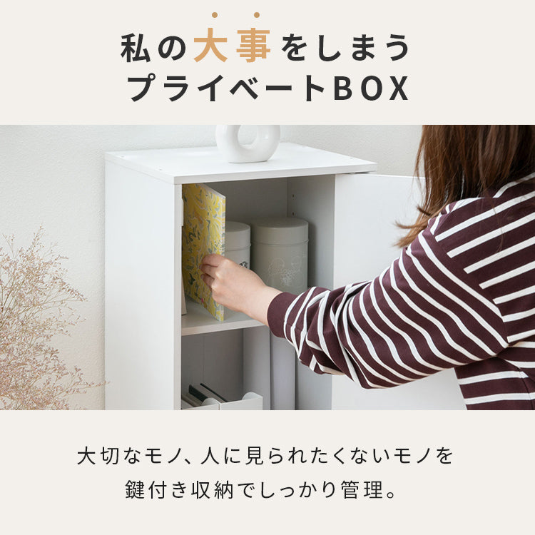 収納家具 鍵付きキューブボックス 縦長タイプ