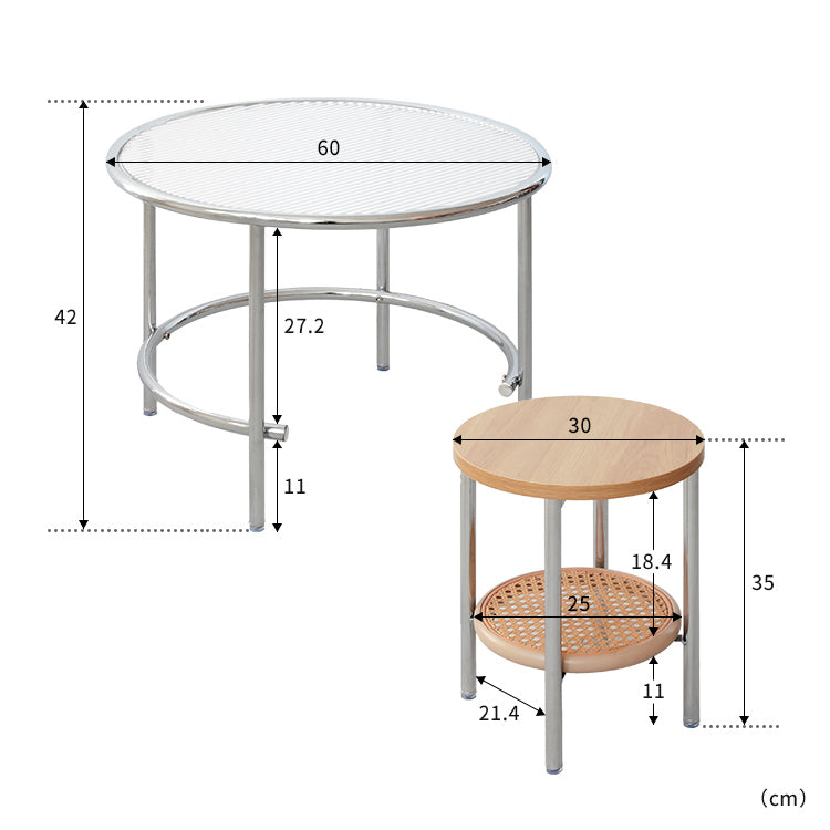 ラタン風ツインテーブル