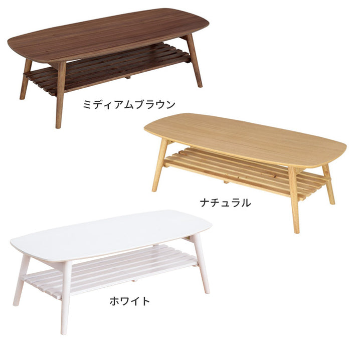 【新品】アンティーク風 棚付き 折りたたみ テーブル＆ベンチ 折りたたみ ローテーブル ノチェロ NOCELLO 棚付き 幅105cm