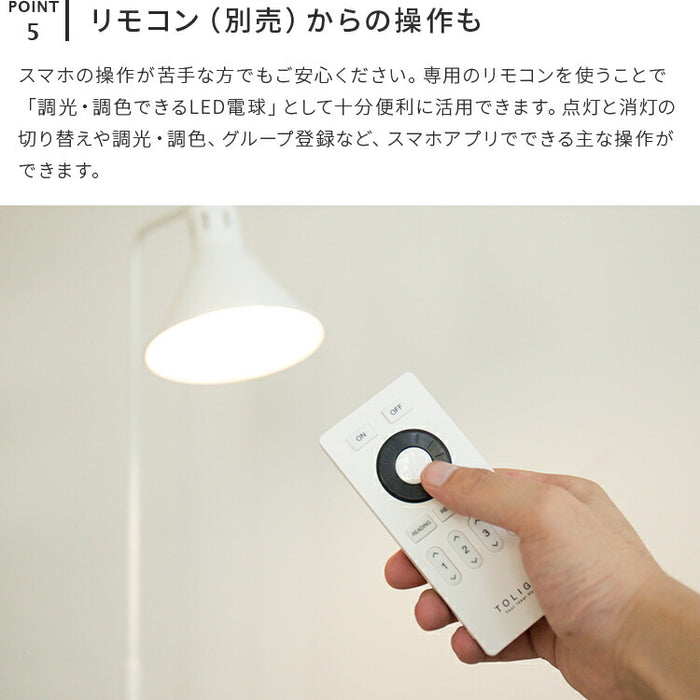 フロアライト 1灯 アシュトンリモート スマホ操作対応 TOLIGO LED電球