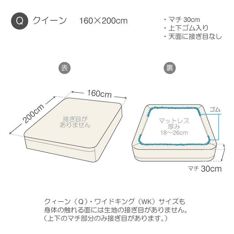 ソリッド ボックスシーツ Qサイズ （上下ゴム）