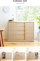 キャビネット120cm幅 ルーバーデザイン