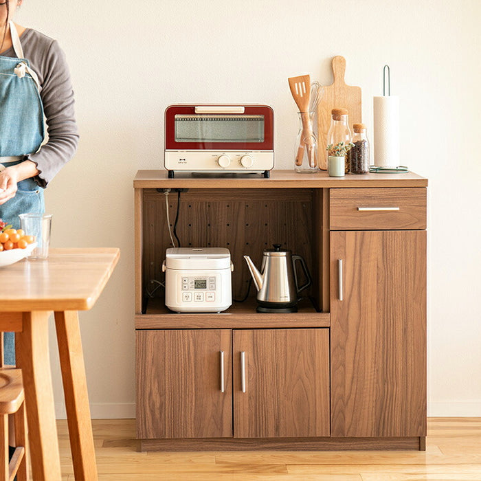 R230 おしゃれブラウンキッチンボード、レンジボード、幅89cm 美品 レンジボード 幅90cm レンジ台 食器棚 キッチン収納 収納棚 一人暮らし